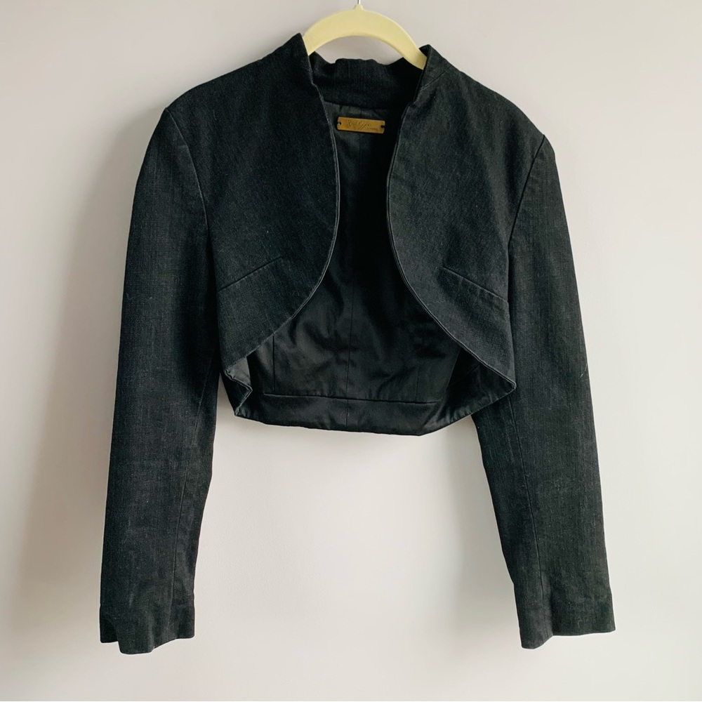 Radcliffe London Black Denim Bolero Jacket Fully Lined Tailored Luxury Vintage